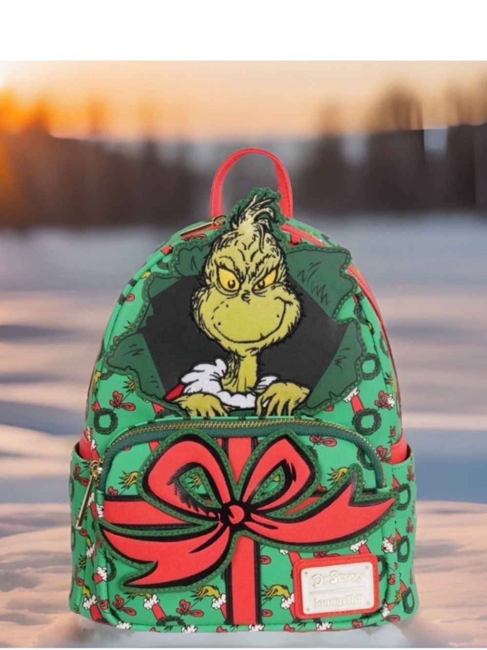 NEW Dr Seuss How The GRINCH Stole Christmas Present LOUNGEFLY Holiday Backpack